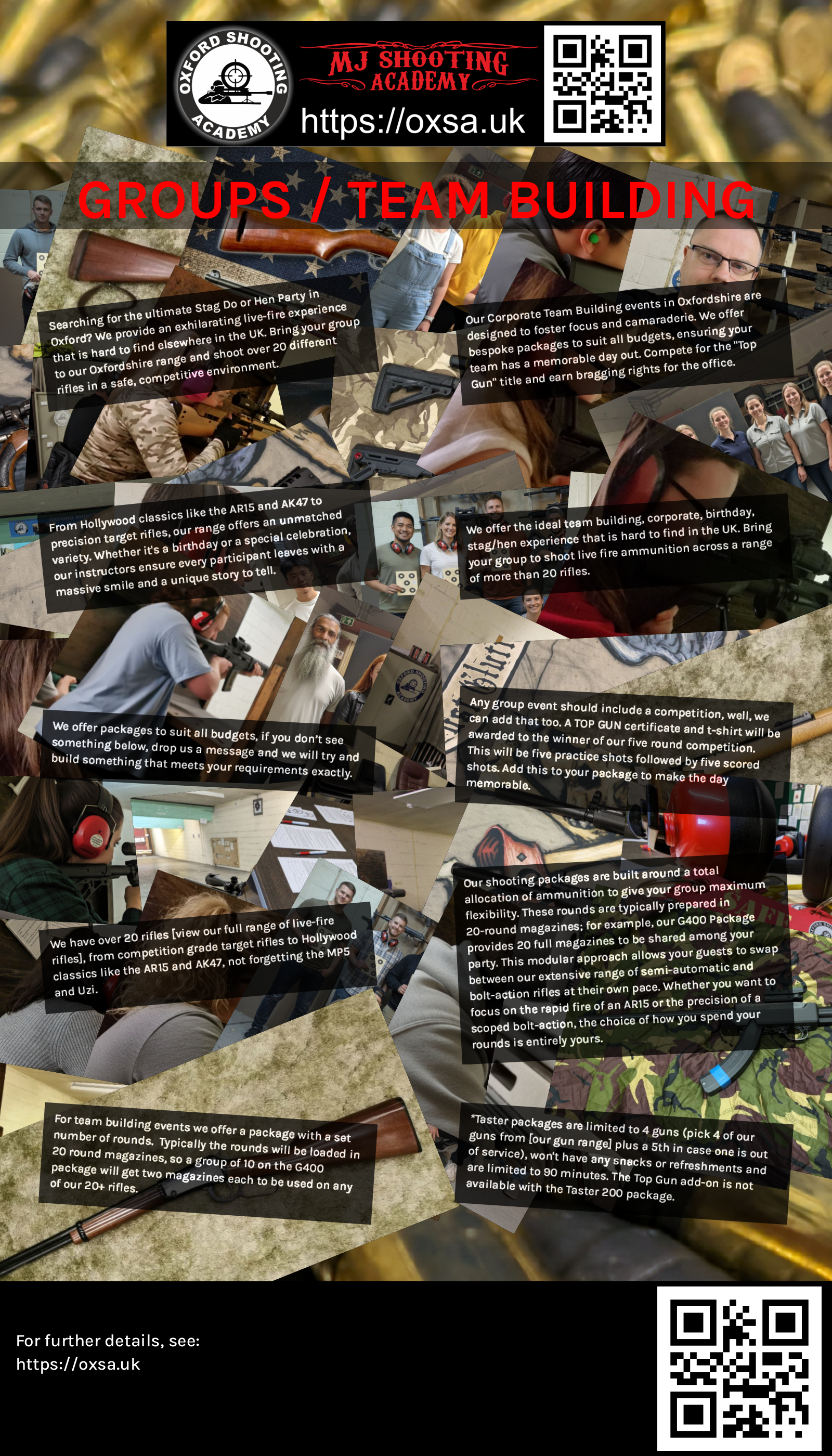 Firearms training session using various sporting firearms