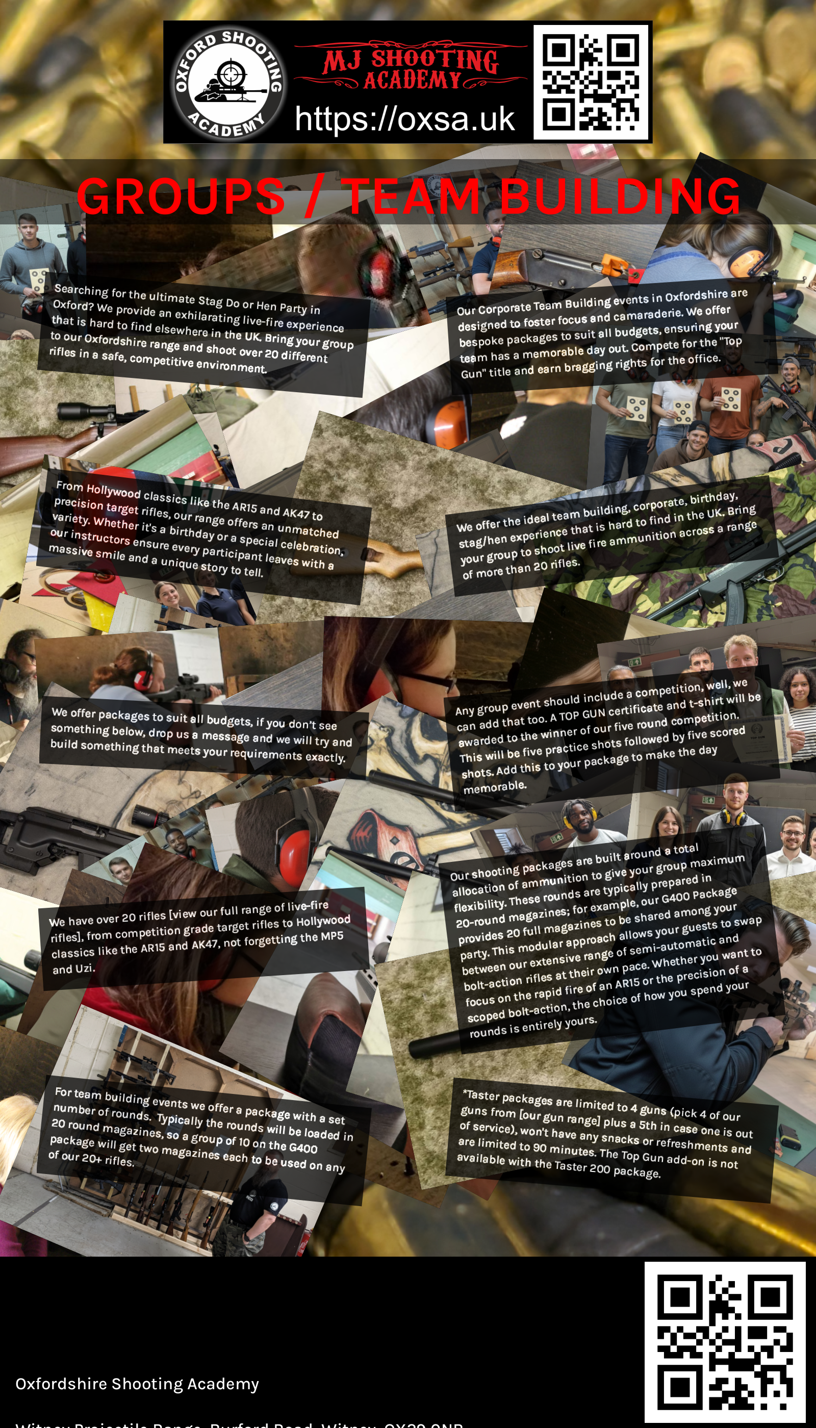 Firearms training session using various sporting firearms