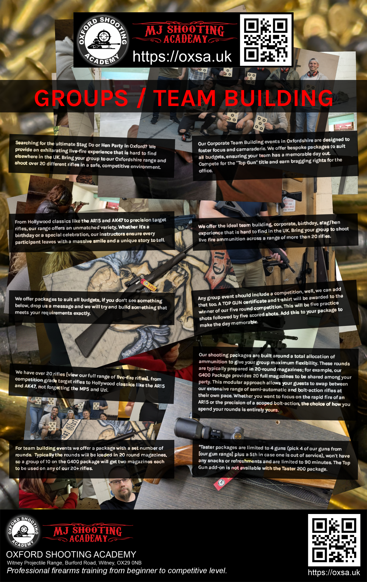 Firearms training session using various sporting firearms