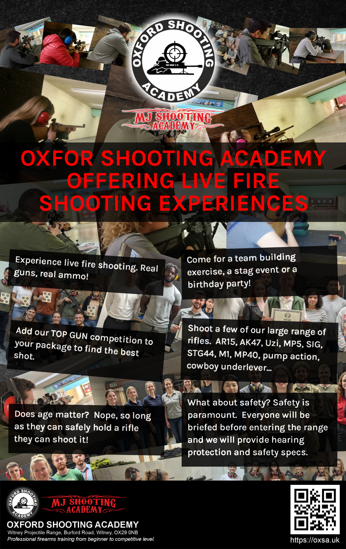 Firearms training session using various sporting firearms