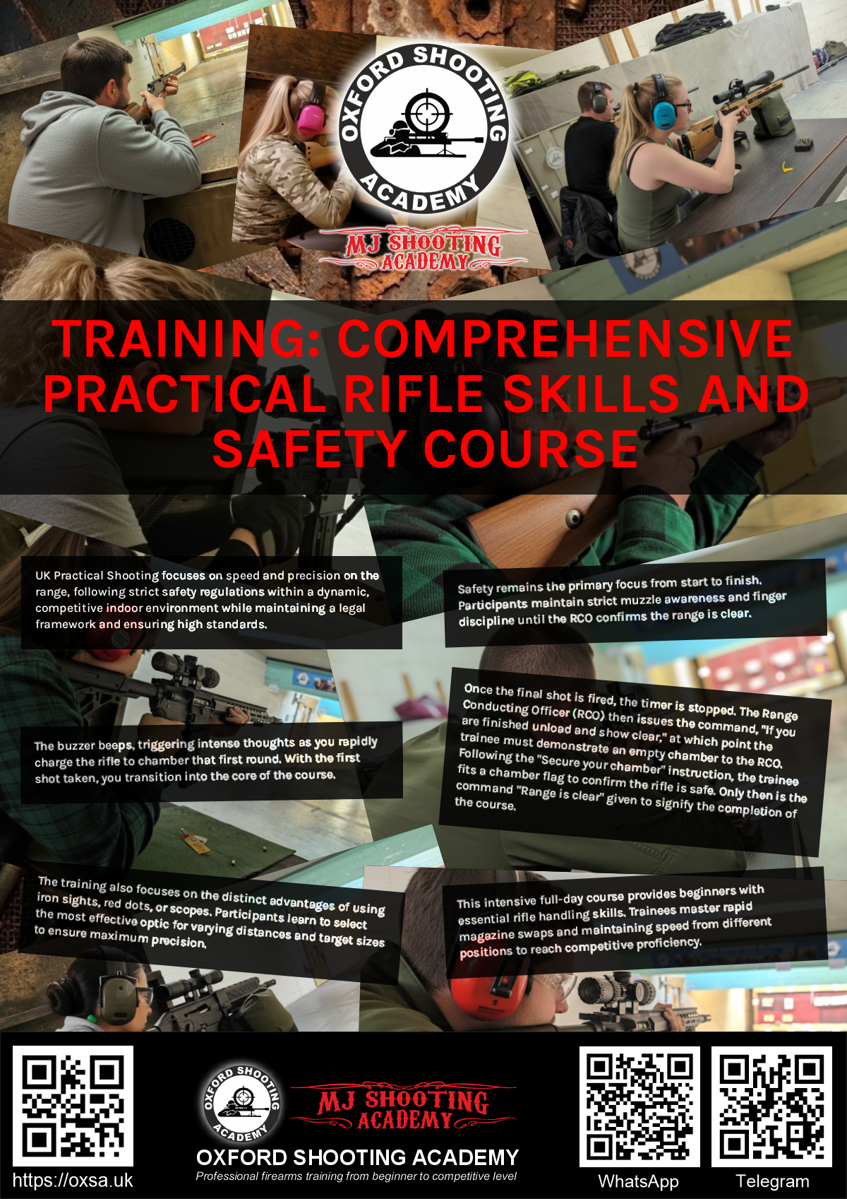 Firearms training session using various sporting firearms