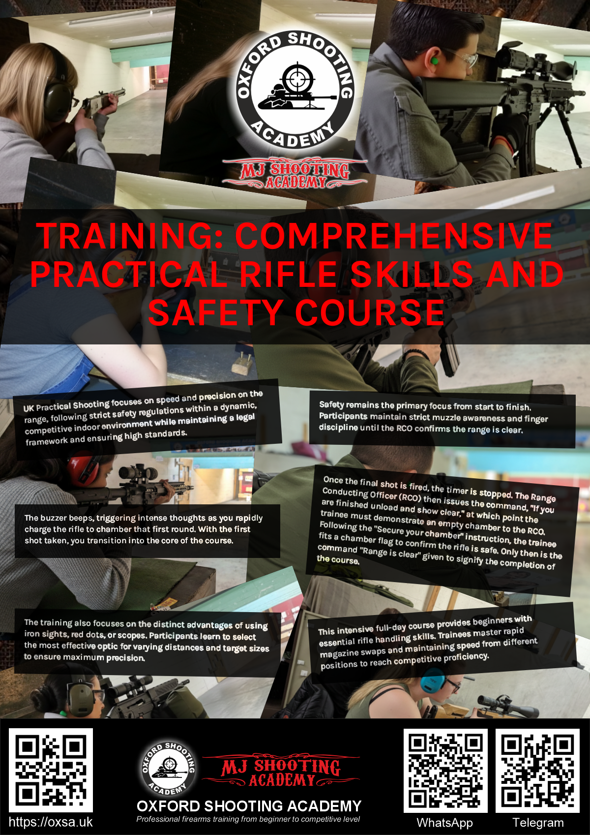 Firearms training session using various sporting firearms