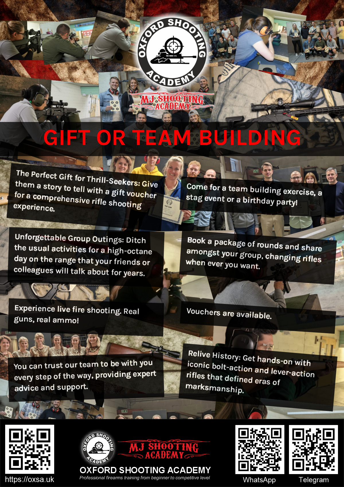 Firearms training session using various sporting firearms