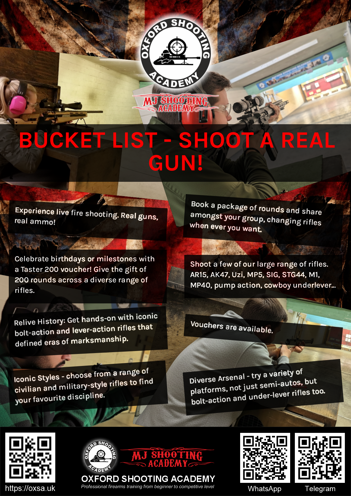 Professional shooting experience at a professional shooting range