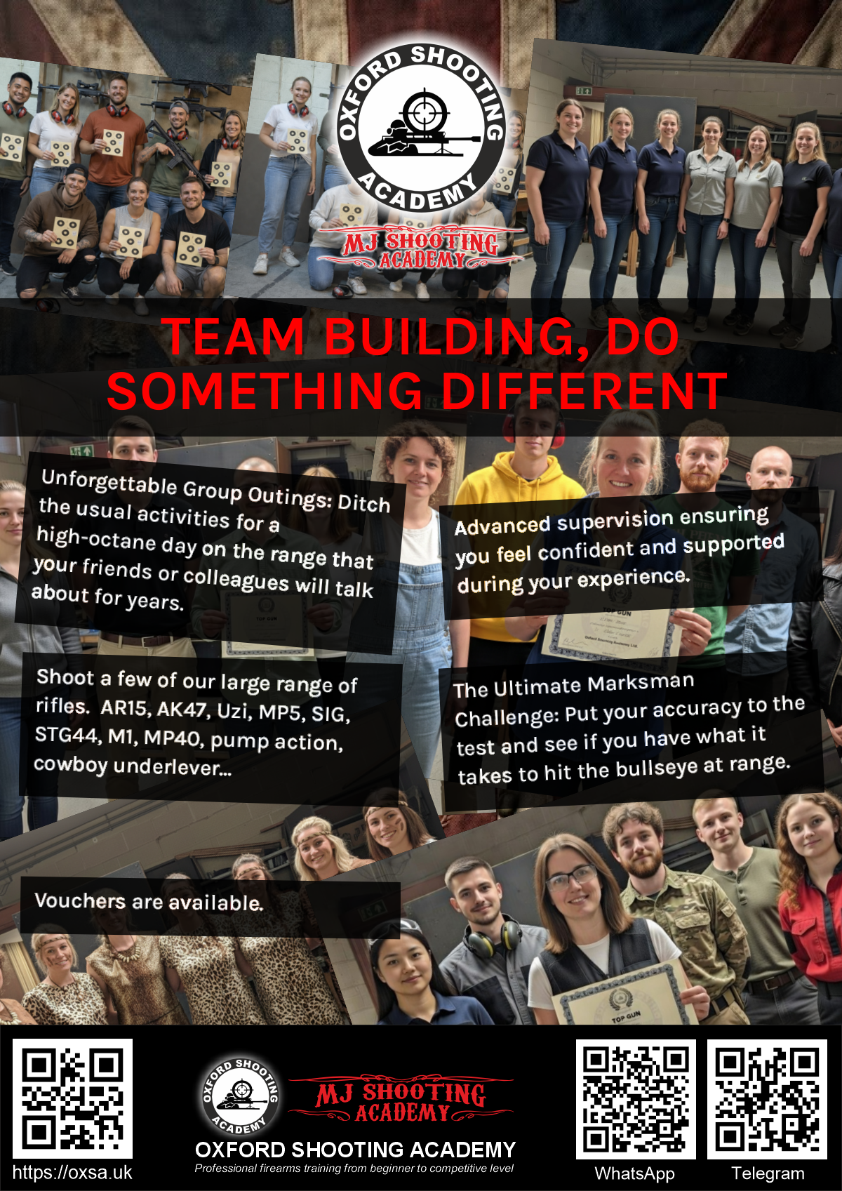 Firearms training session using various sporting firearms