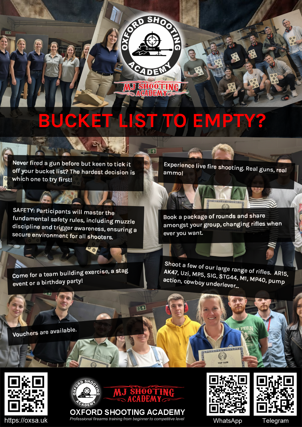 Professional shooting experience at a professional shooting range