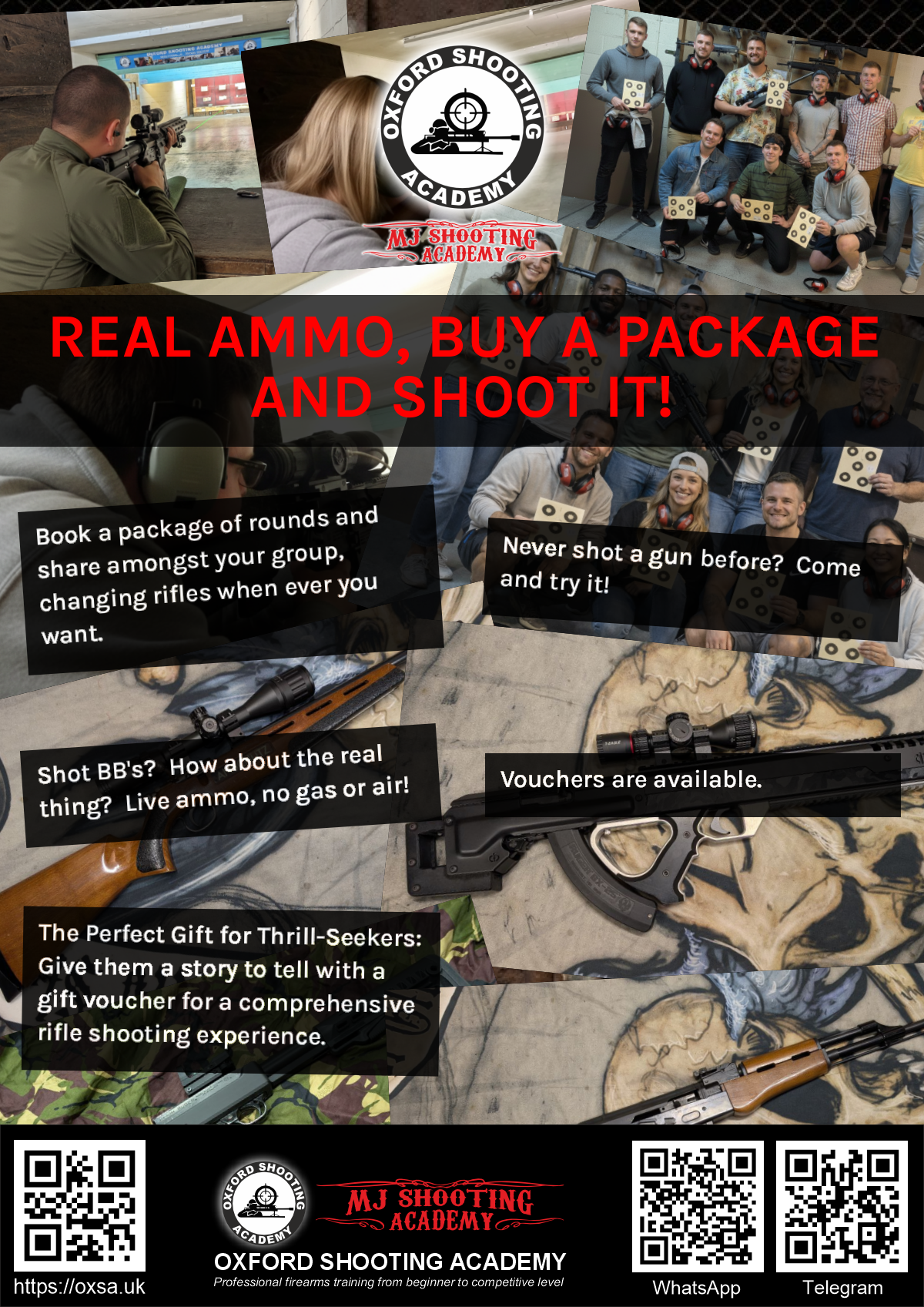 Firearms training session using various sporting firearms