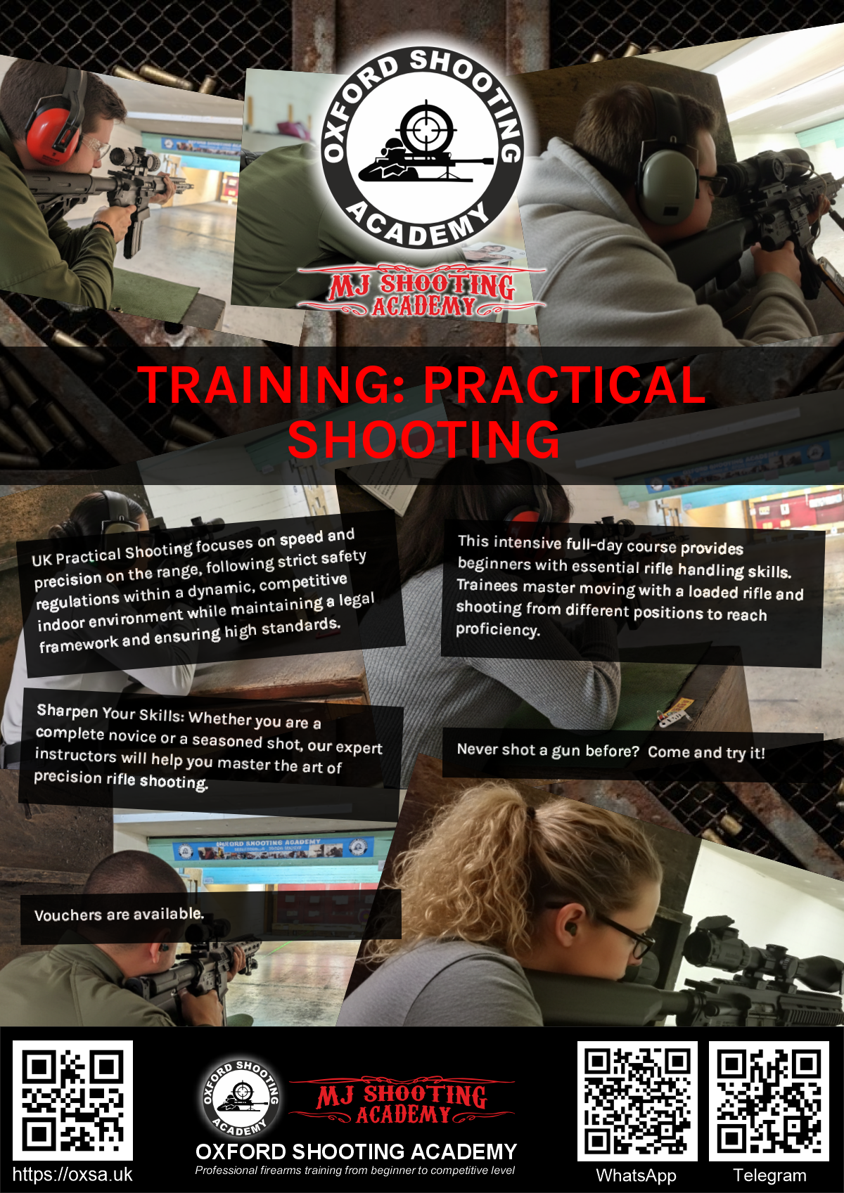 Firearms training session using various sporting firearms