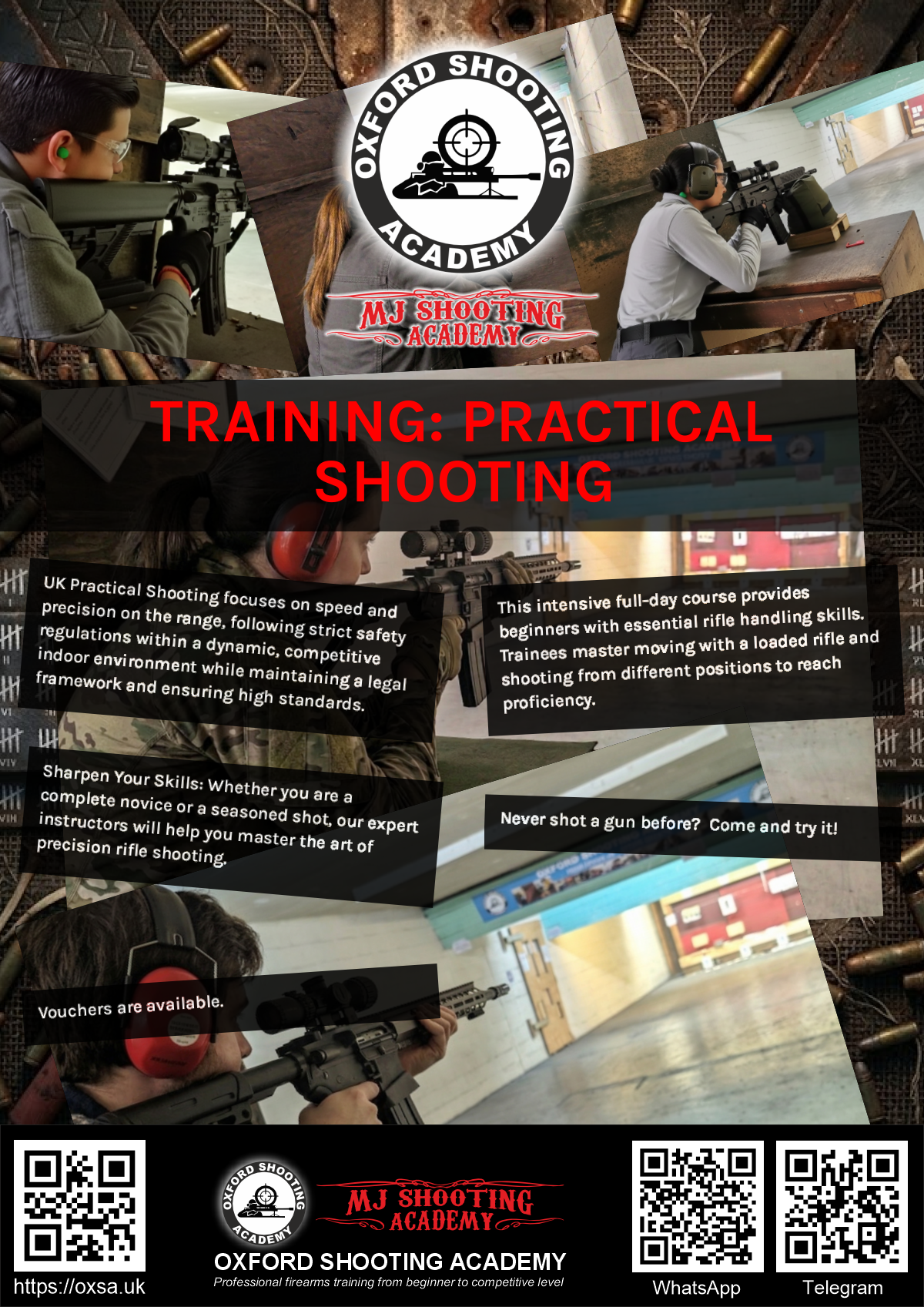 Firearms training session using various sporting firearms