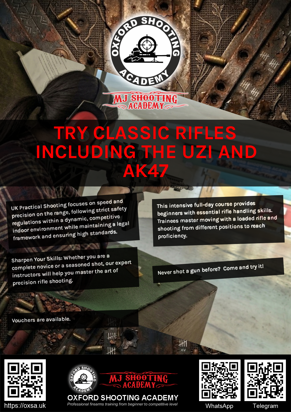 Firearms training session using various sporting firearms