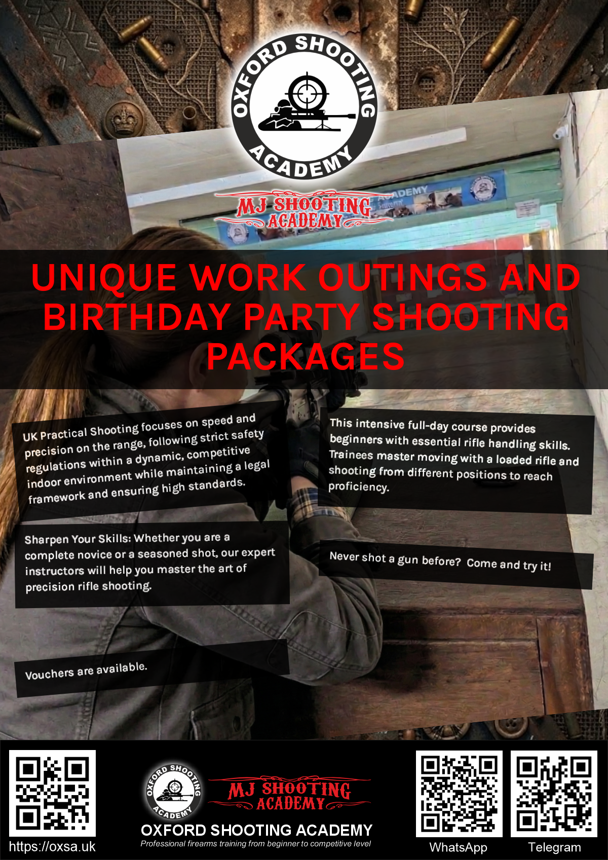 Professional shooting experience at a professional shooting range