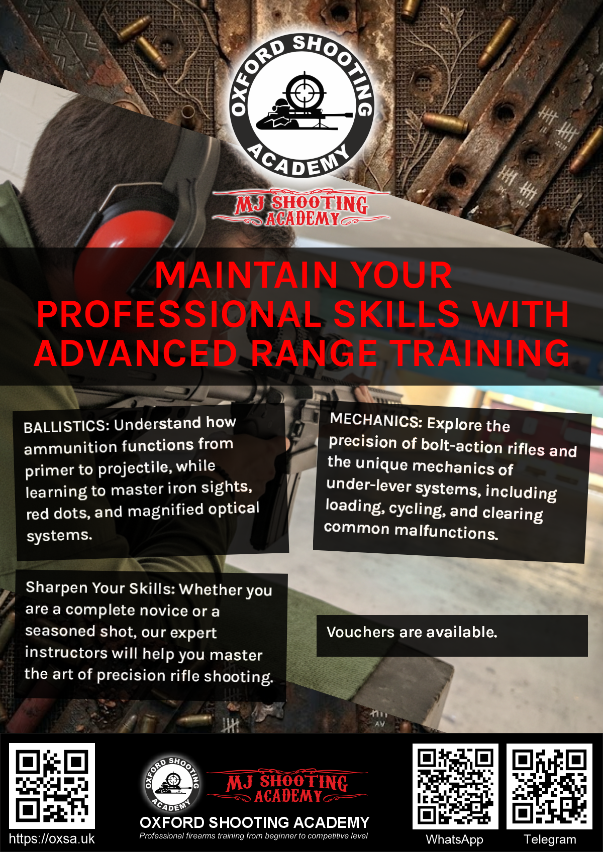 Firearms training session using various sporting firearms