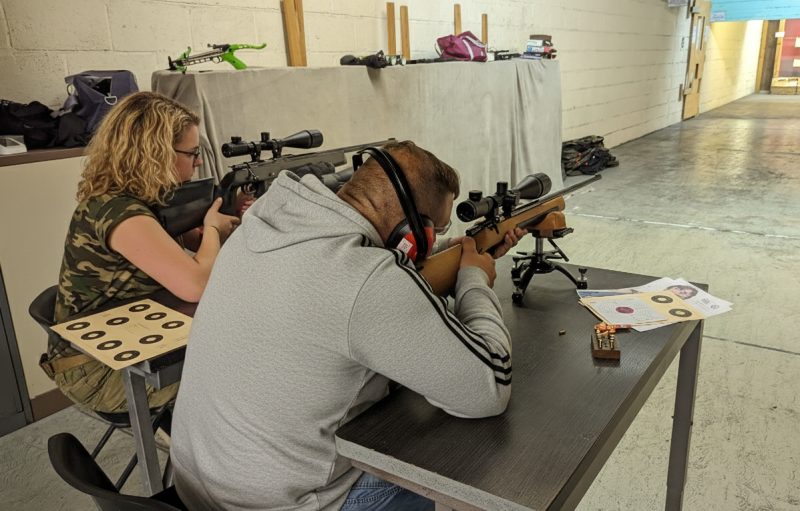 Firearms training session using various sporting firearms